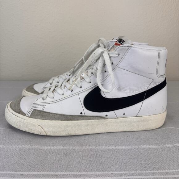 Men’s Nike Blazer Mid 77 Vintage Style Lace Up Leather Sneakers White Black 10 main image 9